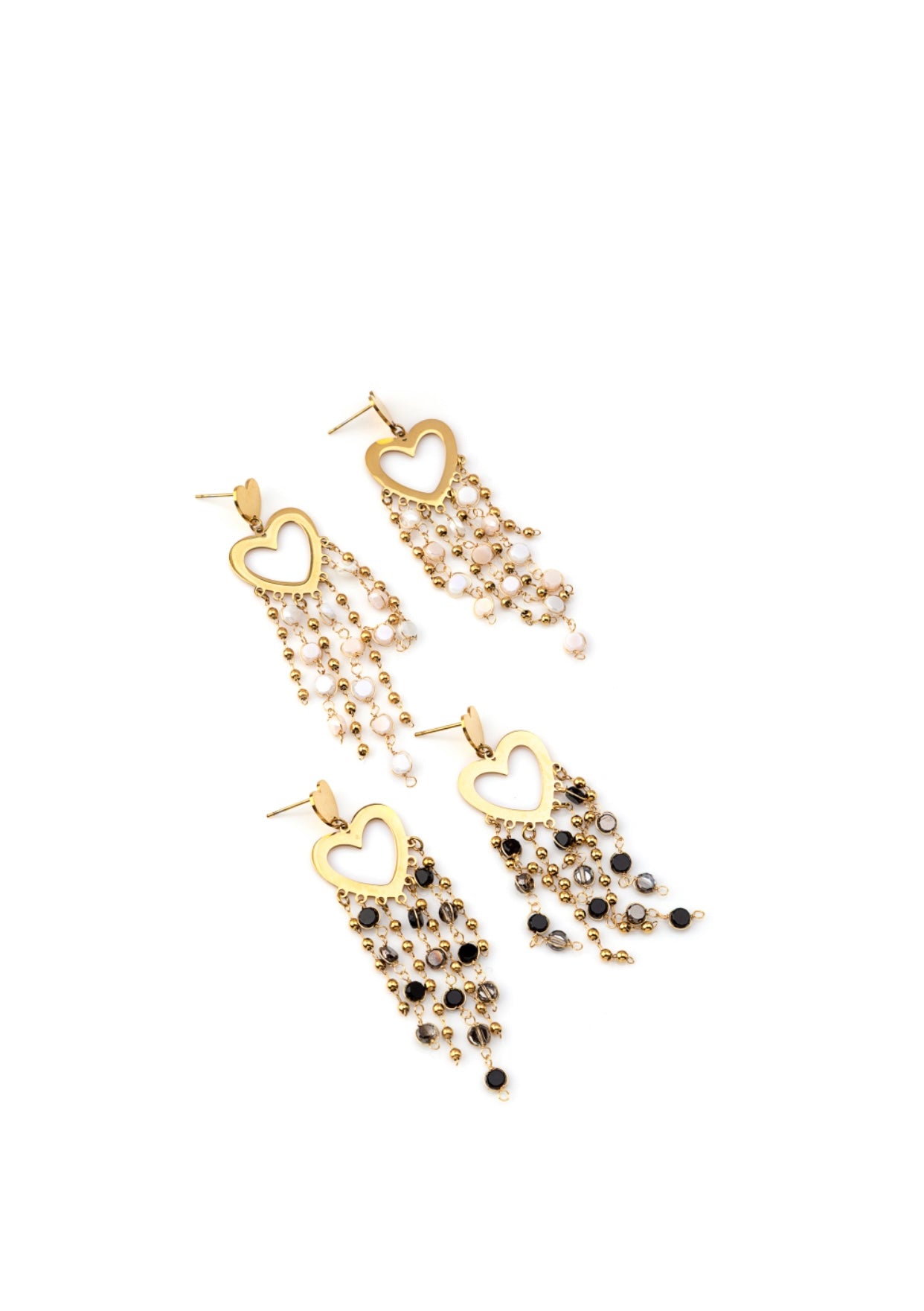 Brincos coração longos