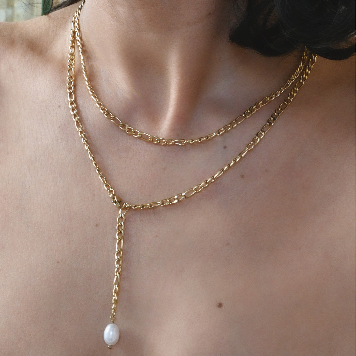 Colar malha longa pérola