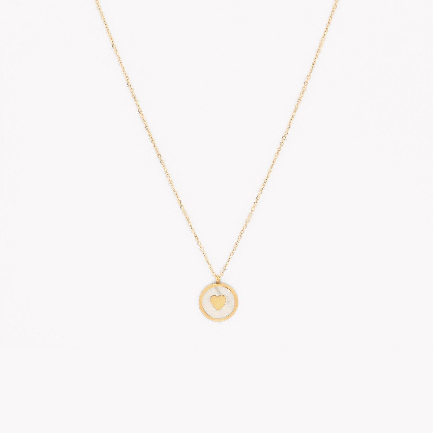 Colar medalha madrepérola coração