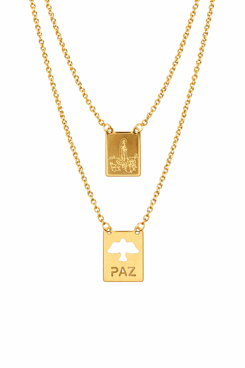 Escapulário Nossa senhora de Fátima e pomba Paz