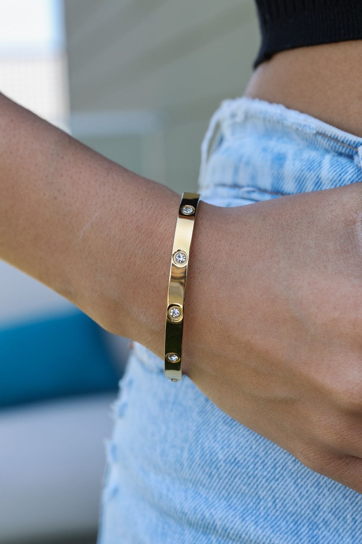 Pulseira lisa zirconias