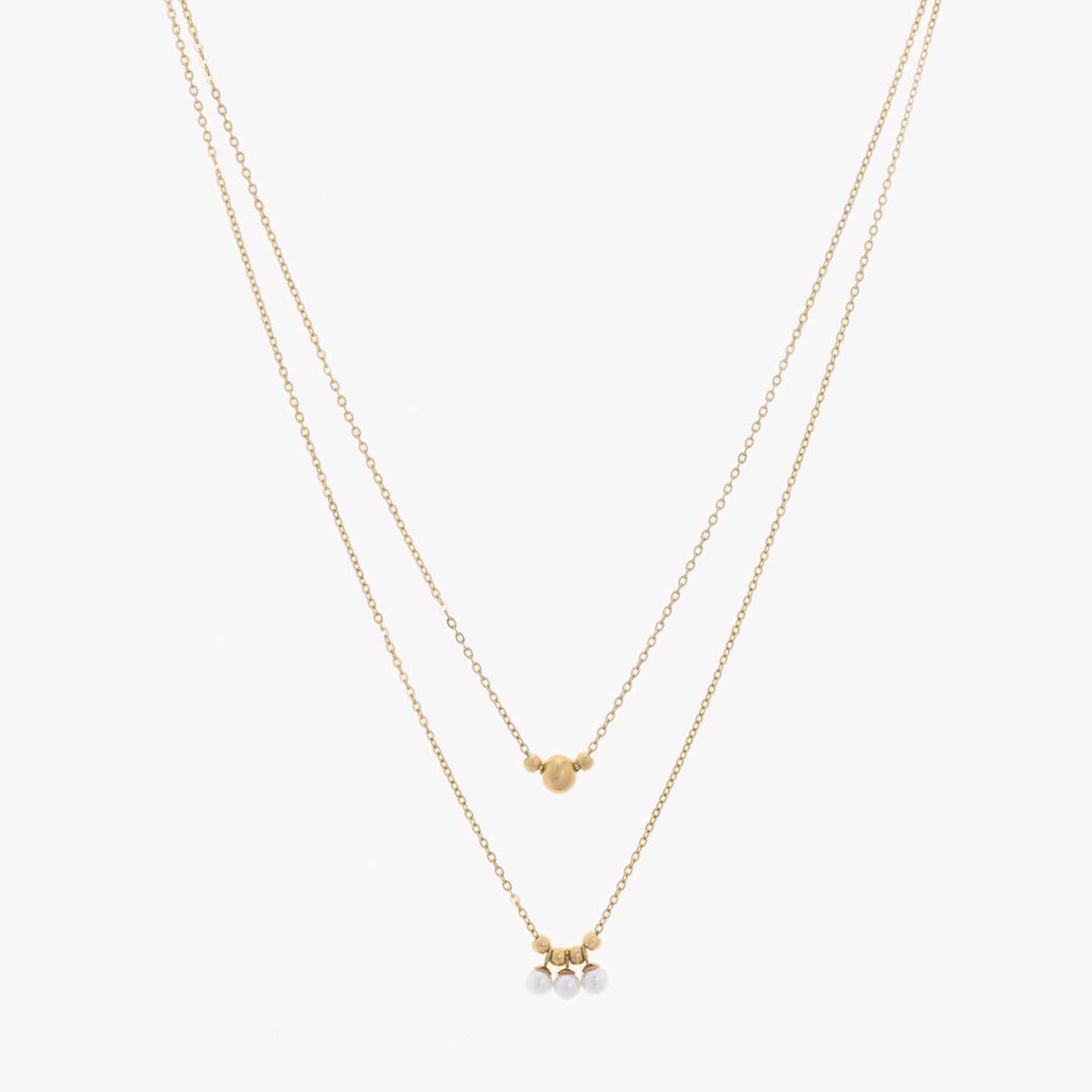 Colar duplo 3 pérolas