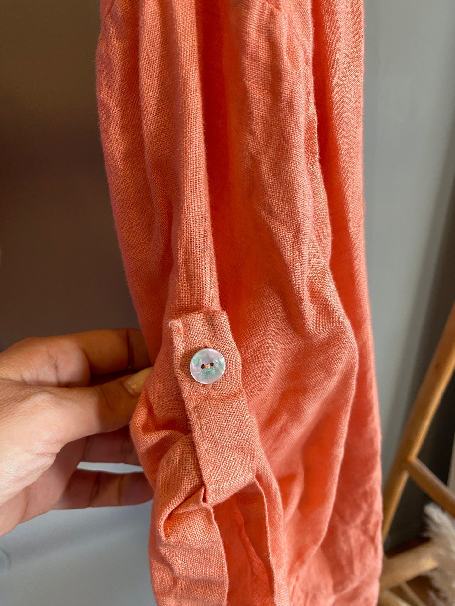 Camisa Linho Laranja