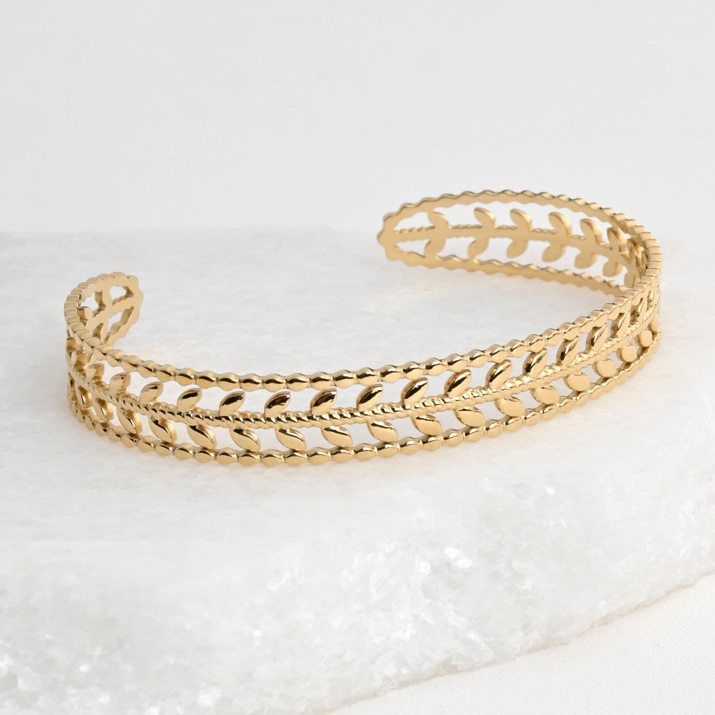 Pulseira rígida folha