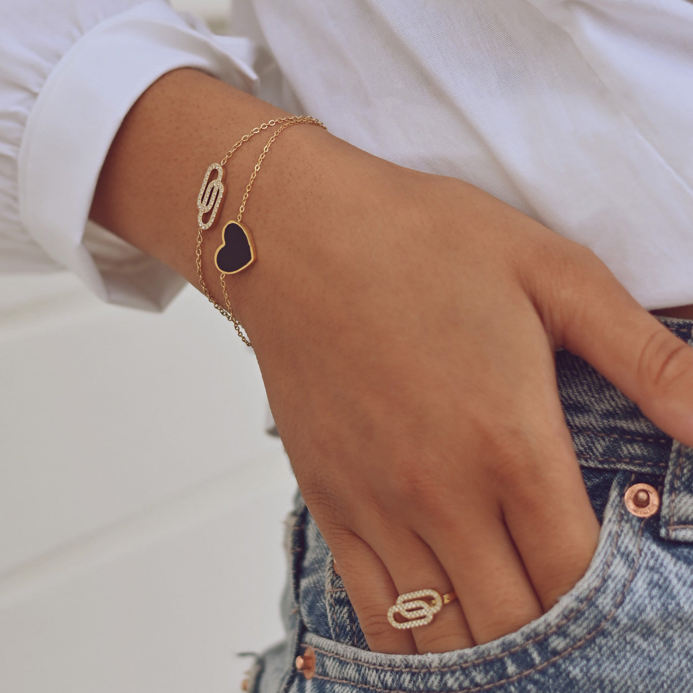 Pulseira coração preto