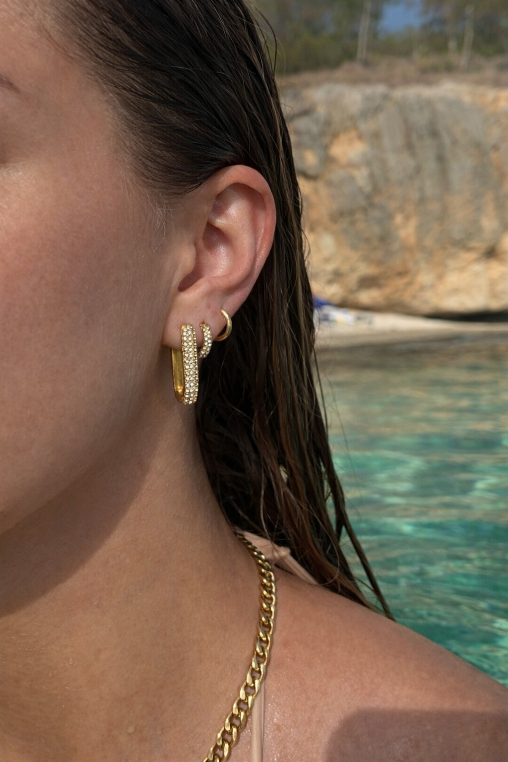 Argolas retangulares zirconias